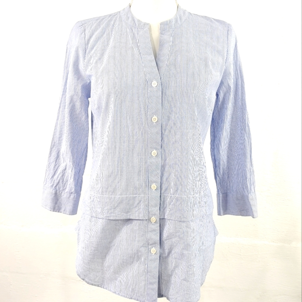 TALBOTS STRIPE BUTTON FRONT SHIRT